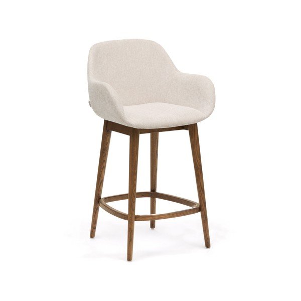 Beżowy tapicerowany hoker z podłokietnikami (wysokość siedziska 66 cm) Konna – Kave Home