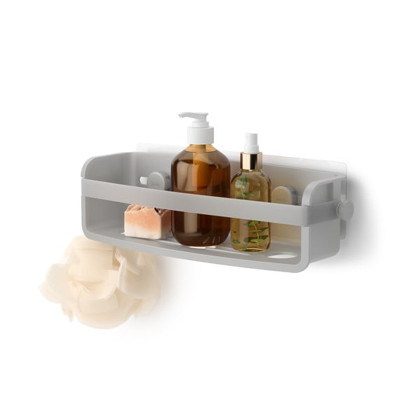 Szara samoprzylepna półka łazienkowa z plastiku z recyklingu Flex Adhesive – Umbra-image-3