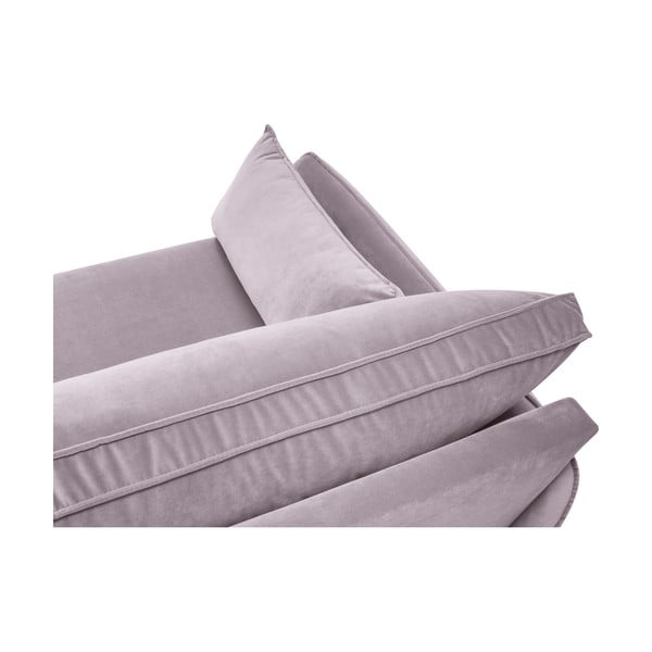 Jasnoróżowy aksamitny narożnik z czarnymi nogami Kooko Home Lento, lewostronny-image-4