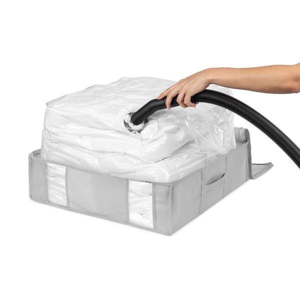 Tekstylny pojemnik do przechowywania ubrań próżniowy/usztywniany 56x56x16,5 cm Granit – Compactor