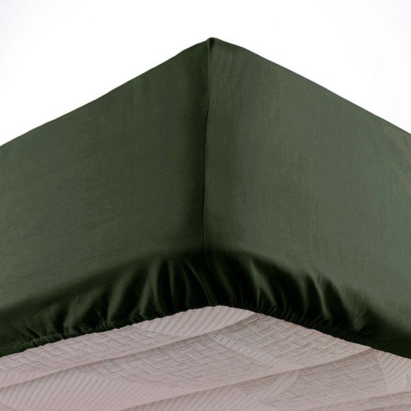 Prześcieradło z mikrowłókna z gumką w kolorze khaki 90x190 cm Oscar – douceur d'intérieur