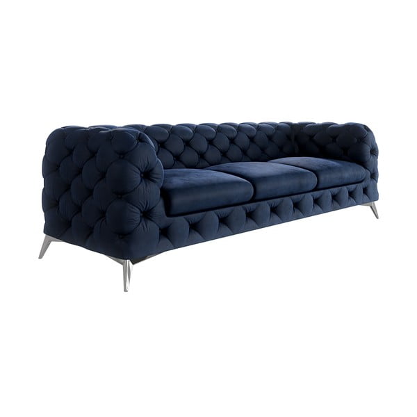 Ciemnoniebieska aksamitna sofa 243 cm Chelsea – Ropez-image-1
