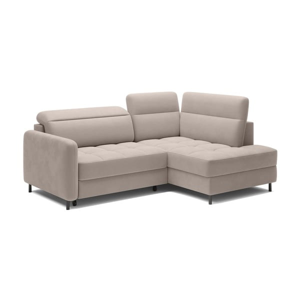 Jasnobrązowy aksamitny rozkładany/ze schowkiem narożnik (prawostronny/w kształcie litery L) Barea – ELTAP-image-2