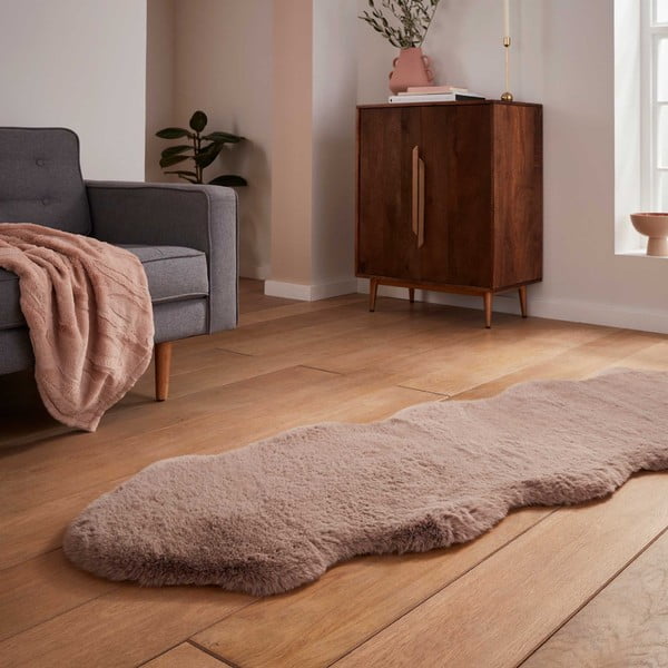Jasnobrązowy syntetyczny chodnik 60x180 cm Super Teddy – Think Rugs-image-2