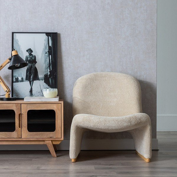 Beżowy fotel z materiału bouclé – Ixia-image-1