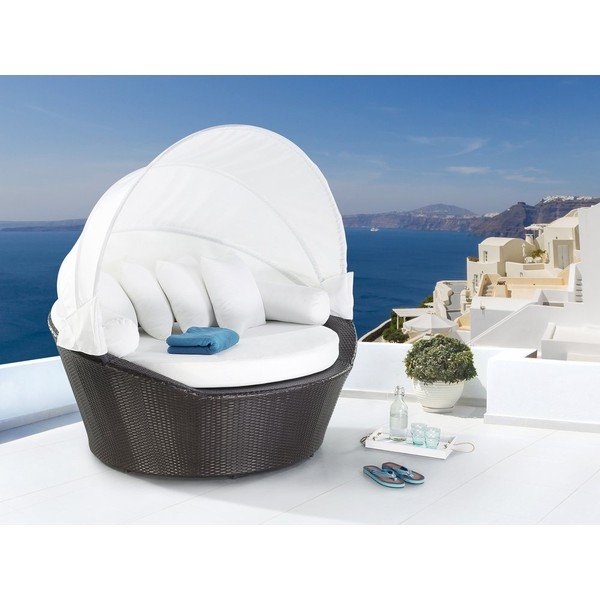 Sofa ogrodowa ze sztucznego rattanu ze składanym daszkiem Monobeli Miranda-image-1