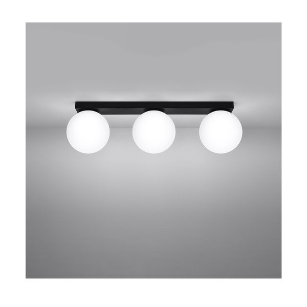 Czarna lampa sufitowa ze szklanym kloszem ø 12 cm Umerta – Sollux-image-2