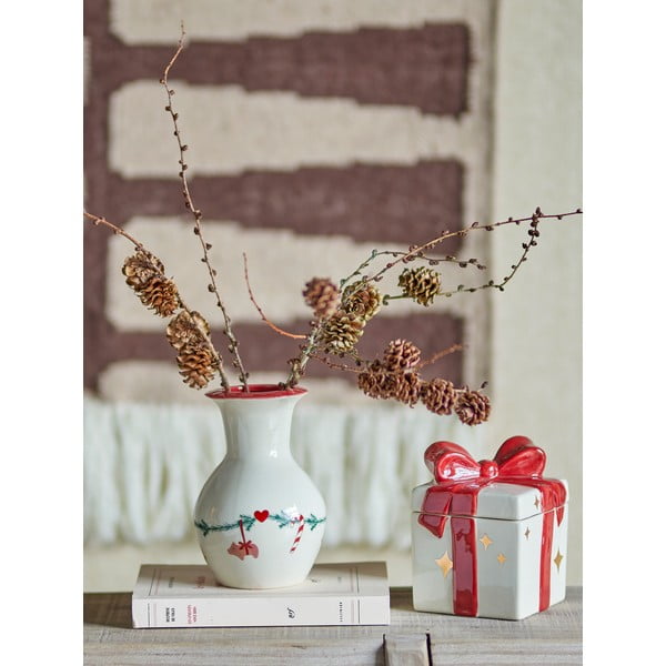 Biały kamionkowy wazon ze świątecznym motywem (wysokość 16 cm) Yule – Bloomingville-image-1