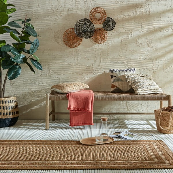 Chodnik odpowiedni na zewnątrz w naturalnym kolorze 80x230 cm Layla Border – Flair Rugs-image-1