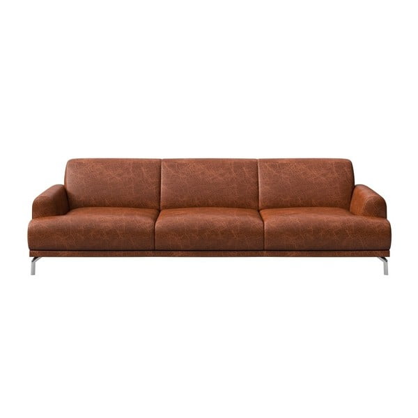 Karmelowa skórzana sofa MESONICA Puzo, 240 cm