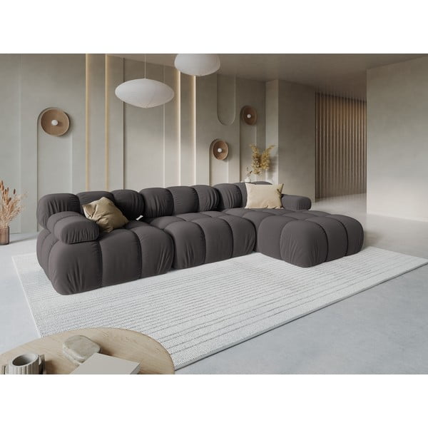 Ciemnoszara aksamitna sofa 285 cm Bellis – Micadoni Home-image-1