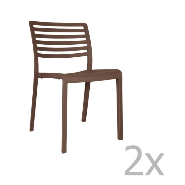 Zestaw 2 czekoladowobrązowych krzeseł ogrodowych Resol Lama