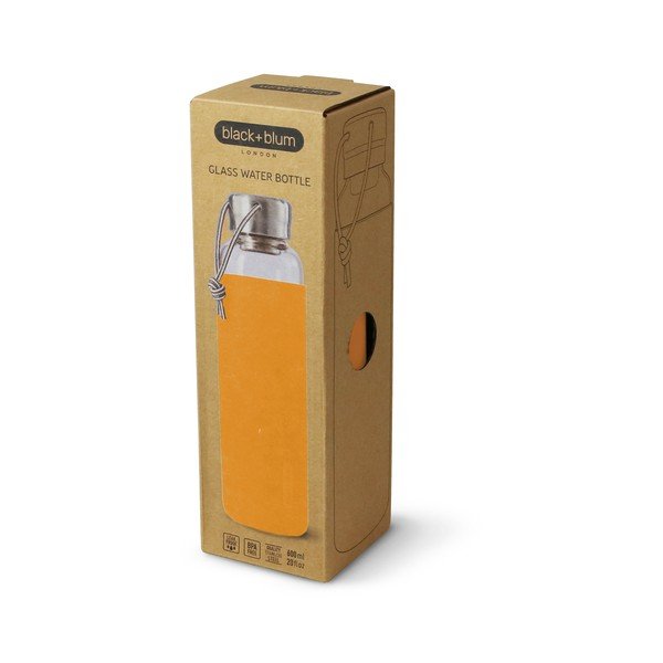 Szklana butelka na wodę z pomarańczowym pokrowcem z silikonu Black + Blum G-Bottle, 600 ml-image-2