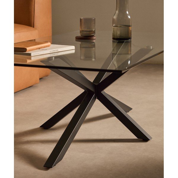 Czarny stolik ze szklanym blatem 70x130 cm Argo – Kave Home-image-2