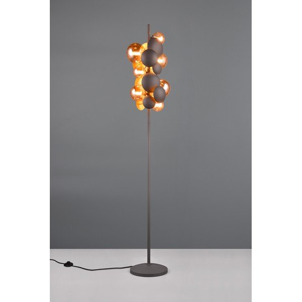 Lampa stojąca w szaro-złotym kolorze ze szklanym kloszem (wys. 155 cm) Bubble – Trio Select-image-1