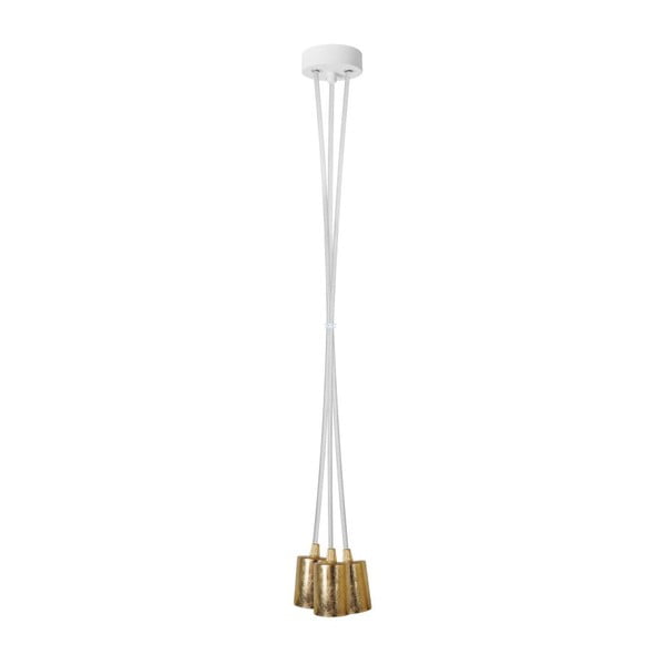 Biała pięcioramienna lampa wisząca ze złotą oprawką Bulb Attack Cero Group