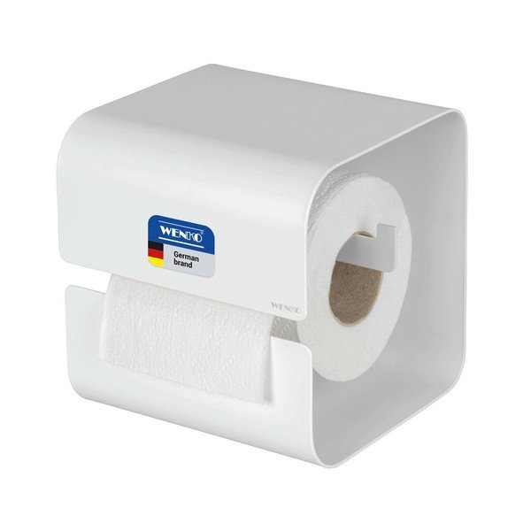 Biały stalowy uchwyt na papier toaletowy z mocowaniem Turbo-loc bez wiercenia Lizan – Wenko-image-3
