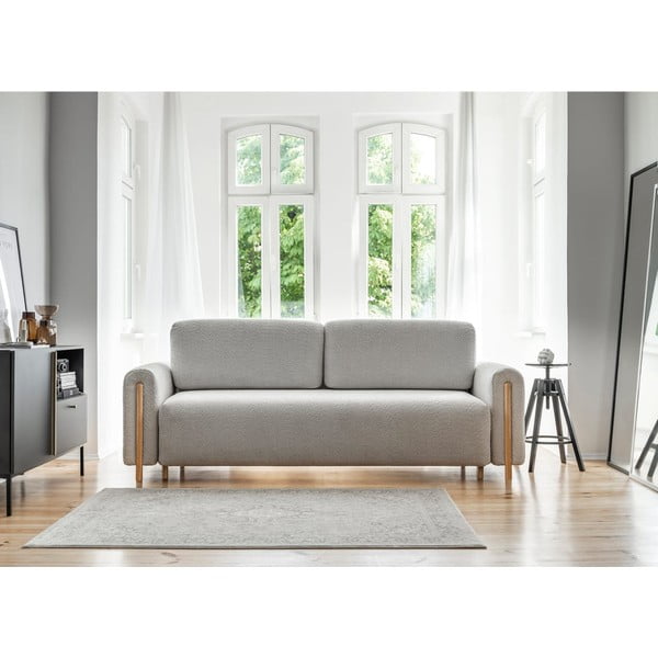 Jasnoszara rozkładana/ze schowkiem sofa z materiału bouclé 244 cm Arcadova – ELTAP-image-1