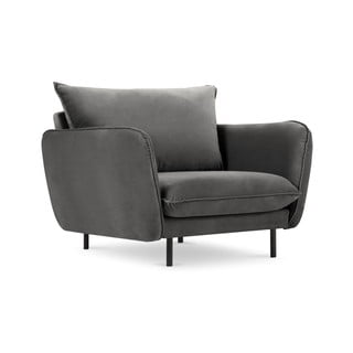 Ciemnoszary aksamitny fotel Cosmopolitan Design Vienna