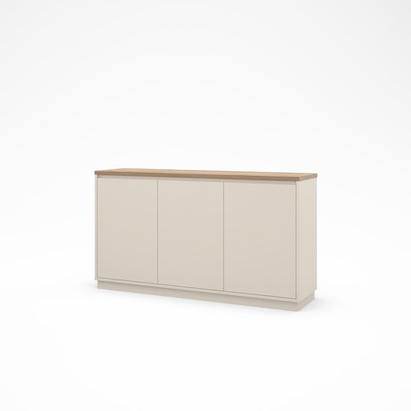 Beżowa komoda w dekorze dębu 152x84x40 cm Loreta – Marckeric-image-3