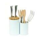 Biały pojemnik na noże i przybory kuchenne z bambusu Wireworks Knife&Spoon