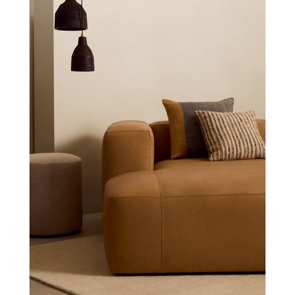 Brązowa skórzana sofa 210 cm Blok – Kave Home-image-1