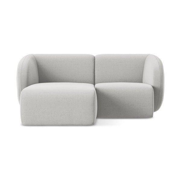 Jasnoszary aksamitny narożnik (lewostronny/z szezlongiem) Lani – Makamii