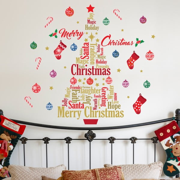 Naklejka na ścianę Walplus English Quotes Merry Christmas Tree
