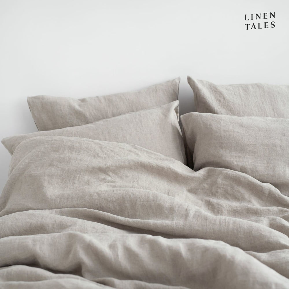 Kremowa lniana pościel dwuosobowa 200x220 cm – Linen Tales (zdjęcie 6)