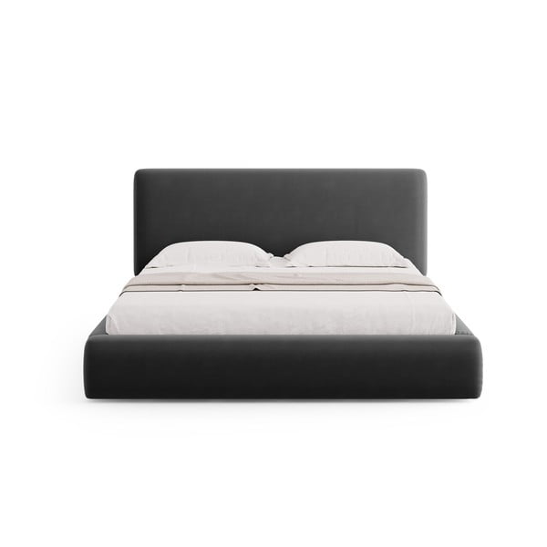 Ciemnoszare tapicerowane łóżko dwuosobowe ze schowkiem i stelażem 140x200 cm Colonel – Cosmopolitan Design-image-3