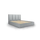 Szare tapicerowane łóżko dwuosobowe ze schowkiem ze stelażem 180x200 cm Juniper – Mazzini Beds
