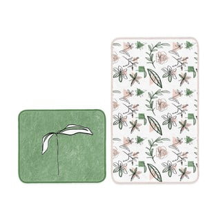 Biało-zielone dywaniki łazienkowe zestaw 2 szt. 60x100 cm – Mila Home