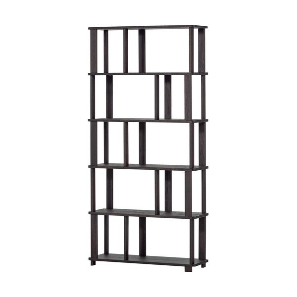 Ciemnobrązowy regał z litego drewna dębowego 90x186x30 cm Riss – WOOOD-image-2