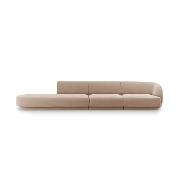 Beżowa aksamitna sofa 302 cm Miley – Micadoni Home