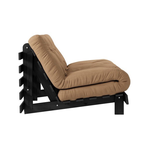 Sofa rozkładana z brązowym obiciem Karup Design Roots Black/Mocca-image-4