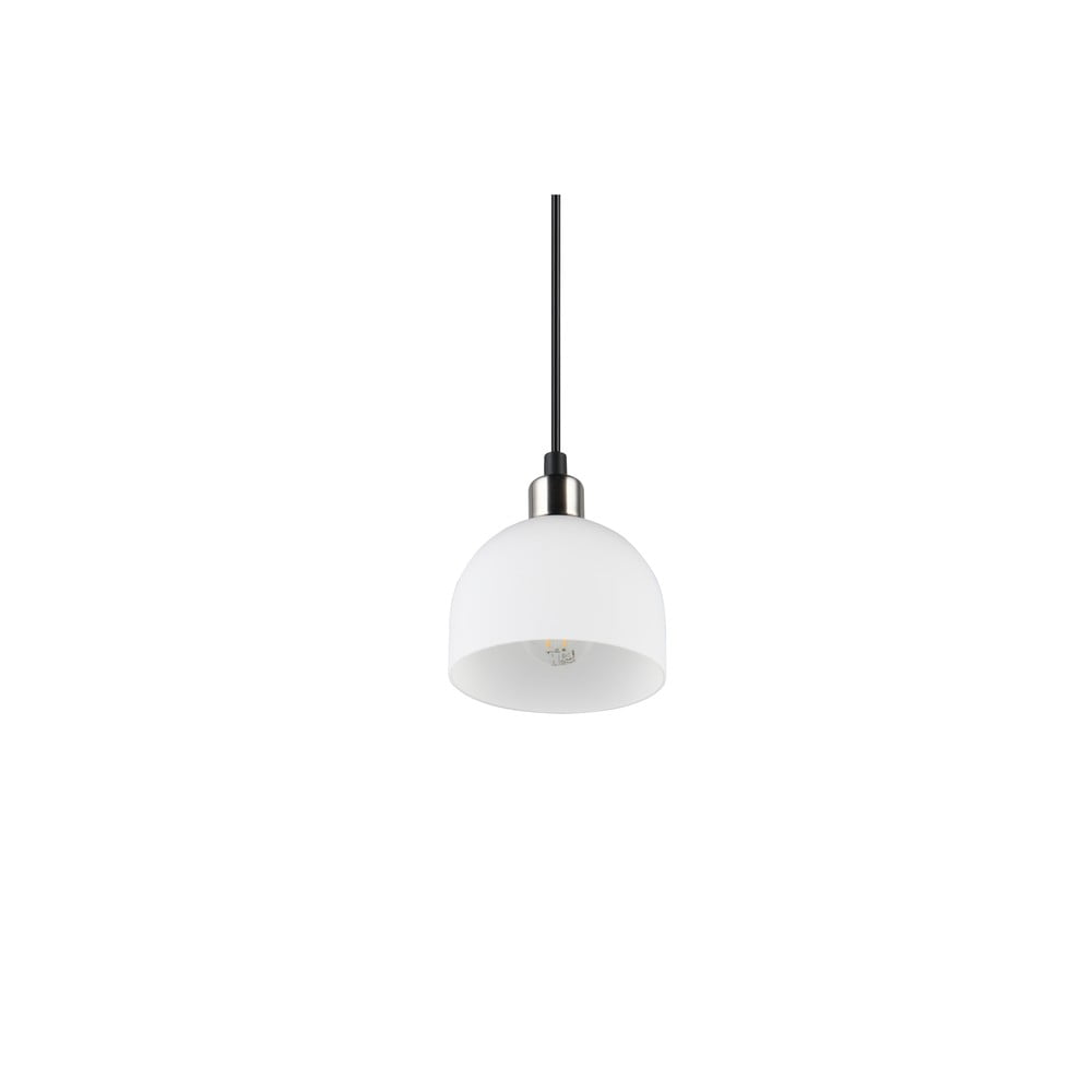 Lampa wisząca  w biało-srebrnym kolorze ze szklanym kloszem ø 12 cm Molly – Reality (zdjęcie 3)