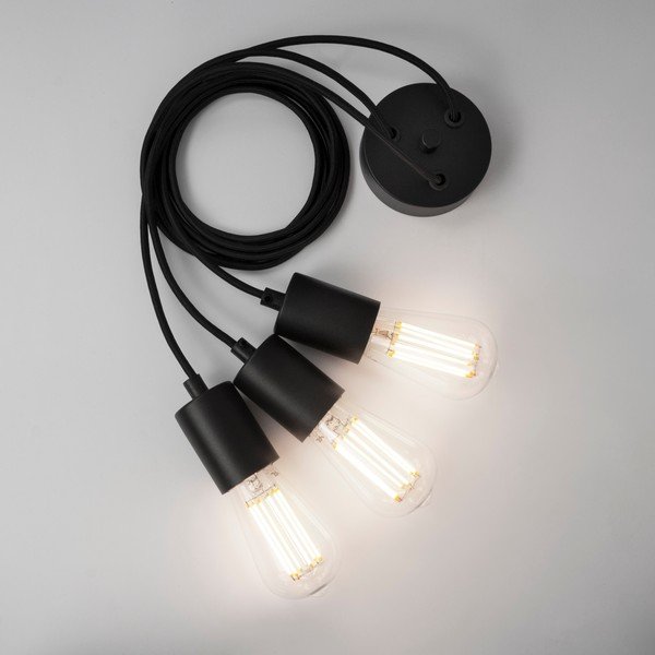 Czarna lampa wisząca z 3 żarówkami Bulb Attack Cero Basic Marine-image-1