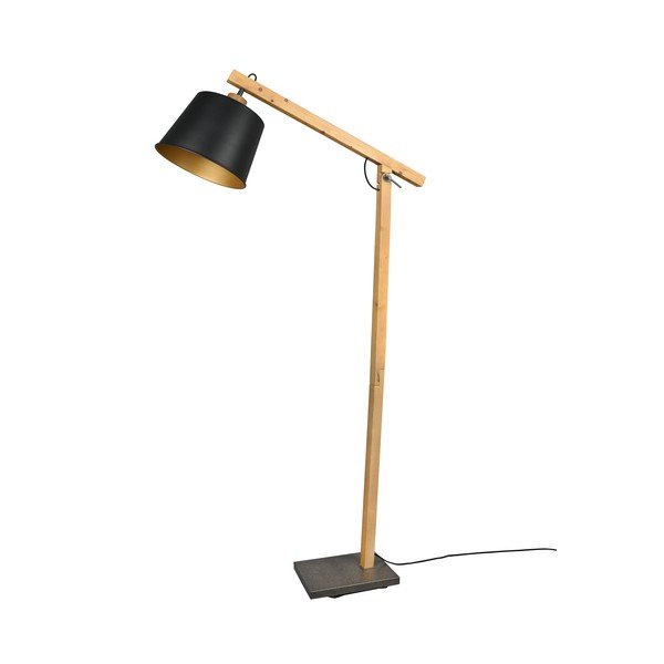 Czarno-naturalna lampa stojąca z metalowym kloszem (wysokość 156 cm) Harris – Trio