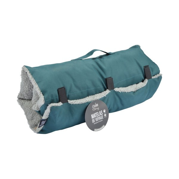 Niebieskie legowisko podróżne dla psów z materiału sherpa 80x50 cm Essentiel – Love Story