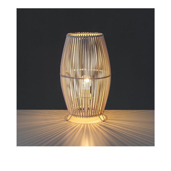 Biała bambusowa lampa stołowa (wys. 29 cm) – Casa Selección-image-1