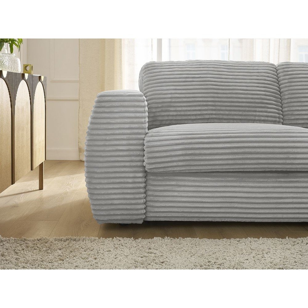 Jasnoszara sztruksowa rozkładana sofa do spania 220 cm Hugo – Bobochic Paris (zdjęcie 7)
