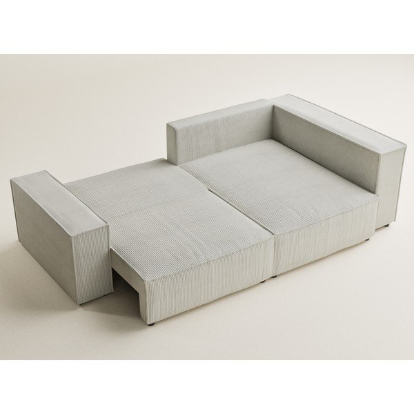 Kremowy sztruksowy rozkładany/ze schowkiem narożnik (prawostronny/w kształcie litery L) Tonga – Maison de Rêve-image-3