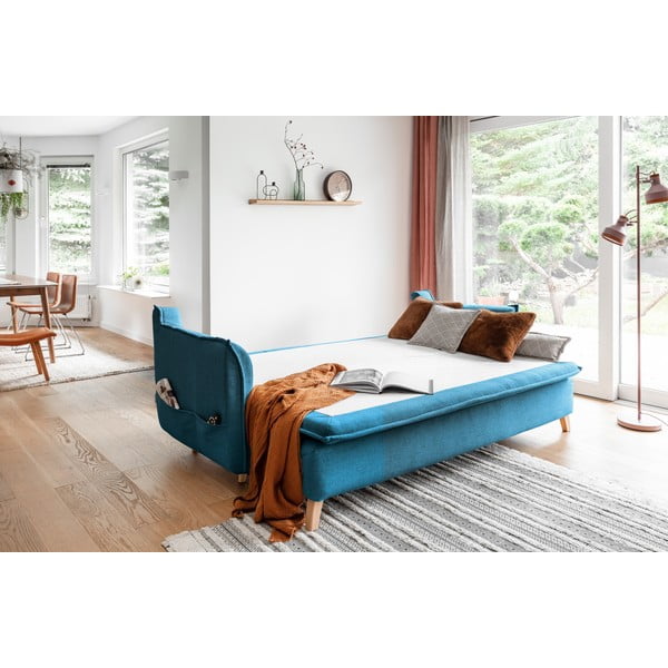 Turkusowa rozkładana sofa 225 cm Charming Charlie – Miuform-image-4