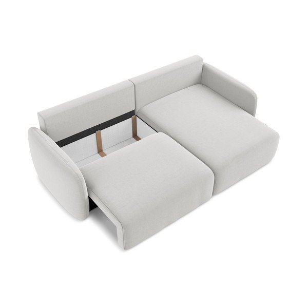 Jasnoszary aksamitny rozkładany/ze schowkiem narożnik (prawostronny/z szezlongiem) Kalena – Makamii-image-4