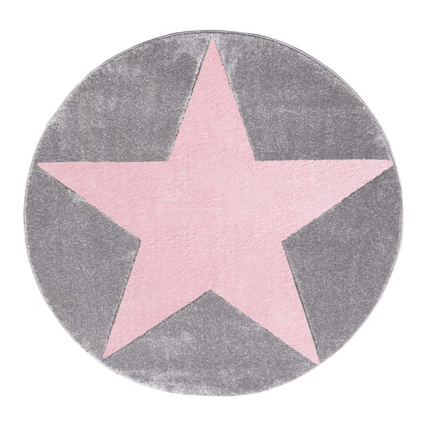 Różowo-szary dywan dziecięcy Happy Rugs Round, Ø 160 cm