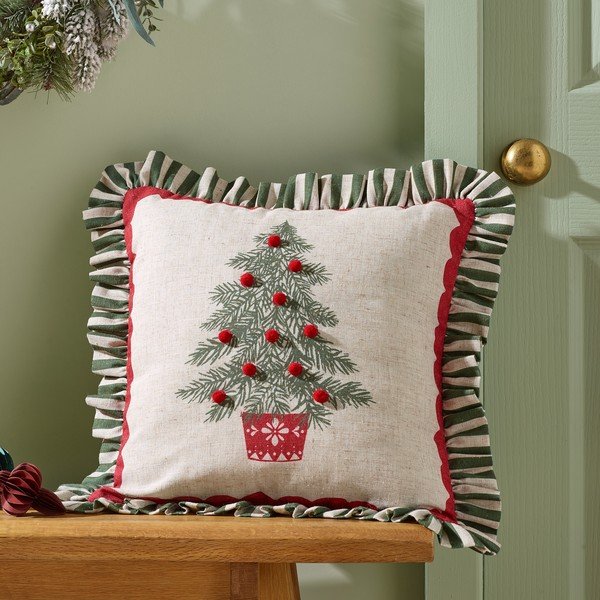 Poduszka dekoracyjna ze świątecznym motywem 45x45 cm Frilled Christmas Tree – Catherine Lansfield-image-1