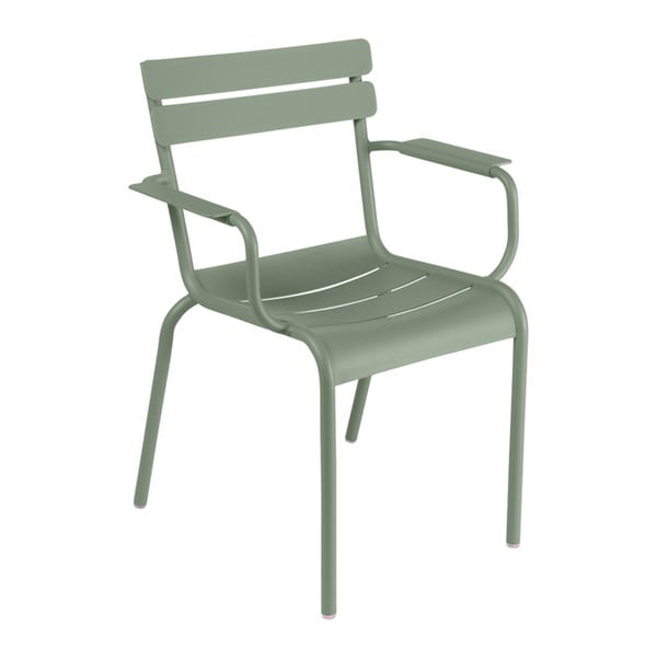 Szarozielone krzesło ogrodowe z podłokietnikami Fermob Luxembourg