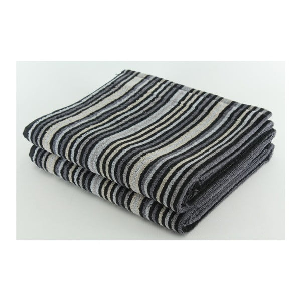 Komplet 2 ręczników Black Stripes, 70x140 cm