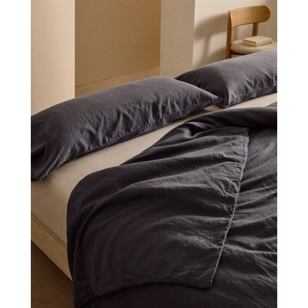 Szaroniebieska pościel dwuosobowa z mieszanki lnu 260x240 cm Simmel – Kave Home-image-1