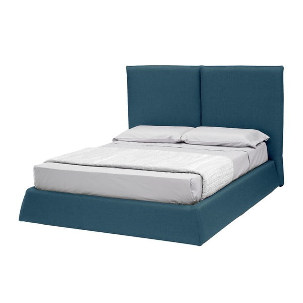 Niebieskie łóżko dwuosobowe ze schowkiem 13Casa Ofelia, 160x190 cm